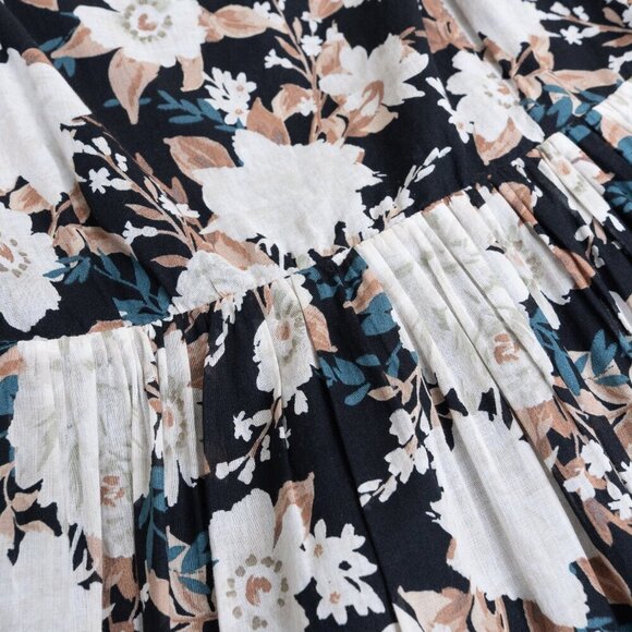 Abercrombie & Fitch Tiered Floral Maxi Dress Black White Cotton Small - Picture 7 of 15